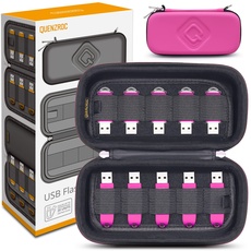 QUENZROC USB Stick Aufbewahrung Tasche für 20 Flash-Laufwerk USB Drive Case Organizer Schutz Hülle Aufbewahrungsbox - Rosa