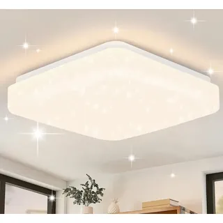 ZMH Led Deckenleuchte Sternenhimmel Deckenlampe Modern Klein Eckig 15W 3000K 21cm Warmweiß für Schlafzimmer Treppenhaus Küche Wohnzimmer Büro Flur - Weiß