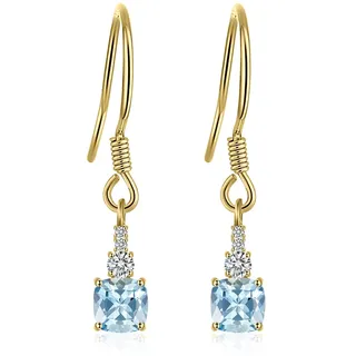JewelryPalace 1.5ct Echt Natur Blau Topas Ohrhänger Silber 925 Damen, Blautopas Schmuck Set, Ohrringe Silber Quadrat Edelstein Mädchen, Modeschmuck Ohrringe mit Stein Frauen Geschenk Vergoldet
