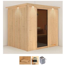 Bild Sauna »Solida«, (Set), 9 KW-Ofen mit integrierter Steuerung beige