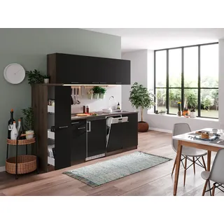 Respekta Küchenblock Oliver mit Geräten ca. 225 cm Schwarz