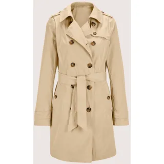Trenchcoat MADELEINE "Trench Kurzer Trenchcoat", Damen, Gr. 42, beige, Obermaterial: 100% Polyester PES., Modern, normal, Mäntel Trenchcoat