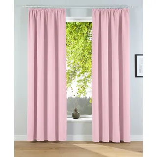 Verdunkelungsvorhang OTTO HOME "Solana, Gardinen mit Kräuselband, Vorhänge, Wohnzimmer, modern" Gr. 1, rosa, B:140cm H:145cm, Polyester, Gardinen, Verdunkelungsvorhang, 2er-Set Verdunklungsvorhang mit Thermofunktion, Bestseller, einfarbig, Topseller