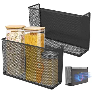 JUNFEIFLUX Magnetregal für Kühlschrank, Magnetisches Gewürzregal Schwarz