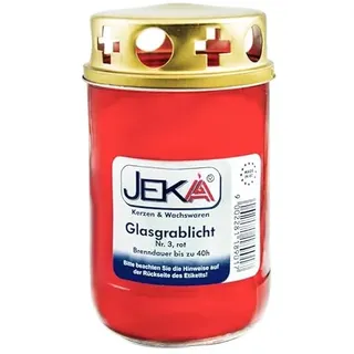 Glasgrablicht mit Deckel | Glasgrabkerze wiederbefüllbar mit Grabkerzen ohne Hülle | Glaslaterne |Grableuchte - Grabkerzennachfüller ohne Hülle | Grabkerze (2x Glas Grablicht Nr. rot)