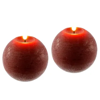 I.GE.A. LED Echtwachskerze 2er Set 11 cm rot