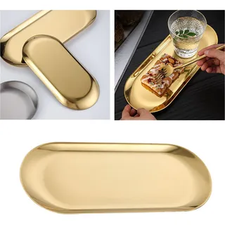 Ovales Tablett aus Edelstahl,Dekoratives Tablett aus Edelstahl,Ovales Tablett aus Gold,Ovale Platte aus Edelstahl,Aufbewahrungsschale aus Edelstahl,Ovales Tablett aus Metall