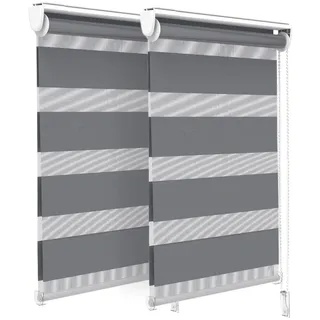 VOUNOT 2er Set Doppelrollo klemmfix ohne Bohren, Duo Rollo Klemmrollo für Fenster und Tür, lichtdurchlässig & verdunkelnd Fensterrollo, 50x150cm, Grau