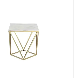 Design Tisch Konsole Beistell  Metall Glanz Tische Konsolen Schlaf Zimmer Marmor - Weiß