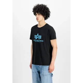 Alpha Industries T-Shirt ALPHA INDUSTRIES "Basic T-Shirt", Herren, Gr. 3XL, schwarz (schwarz, blau), Single Jersey, Obermaterial: 100% Baumwolle, bedruckt, regular fit normal, Rundhals, normaler Saum, Shirts T-Shirt, Baumwolle, regular fit