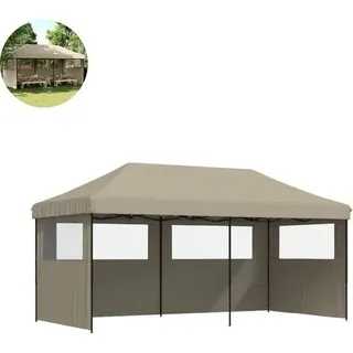 Faltbares Partyzelt - Pavillon - 3x6 - Easy Up - Wasserdicht - mit Seitenwänden - Wetterfest - Taupe - Taupe