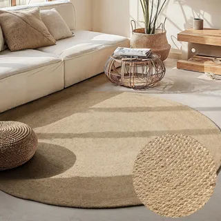 HANSE HOME Teppich Drinnen rund Jute, Elfenbein