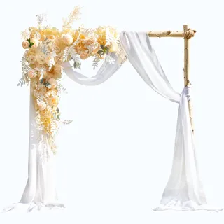 EBETA Hochzeit Volant Querbehang Freihanddeko für Hochzeitsbogen & Traubogen Himmelbett Vorhänge Gardine für Fenster Deko aus Chiffon-Stoff (Weiß, 70x600 cm)