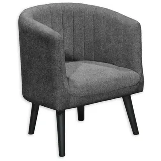 PAUL Loungesessel mit Armlehnen, Anthrazit - Moderner Wohnzimmer Fernsehsessel gepolstert mit schwarzen Massivholz Füßen - 61 x 82 x 58 cm (B/H/T)