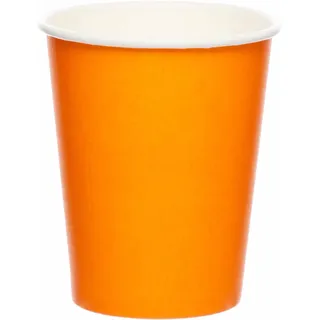 Amscan 9915403-204-66 – Umweltfreundliche, recycelbare Partybecher aus Papier, Orange, 8 Stück
