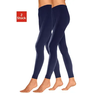 Thermoleggings LAVANA, Damen, Gr. M (40/42), N-Gr, blau (marine, marine), Jersey, Obermaterial: 66% Baumwolle, 30% Polyester, 4% Elasthan, unifarben, Basic, figurbetont lang, Hosen Thermoleggings, innen leicht angeraut