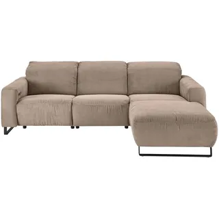 Hom`in Ecksofa , Taupe , Textil , Ottomane rechts, L-Form , 266x180 cm , Blauer Engel, Goldenes M, Oeko-Tex® Standard 100, DGM-Klimapakt , Typenauswahl, Fußauswahl, Lederauswahl, Stoffauswahl, seitenverkehrt erhältlich, Hocker erhältlich, Rücken echt , Wohnzimmer, Sofas & Couches, Wohnlandschaften, Ecksofas