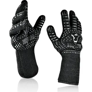 BBQ-Toro Grillhandschuhe (2 Stk.), hitzebeständig + feuerfest,bis 800 °C | Anti-Rutsch Eigenschaft - Schwarz