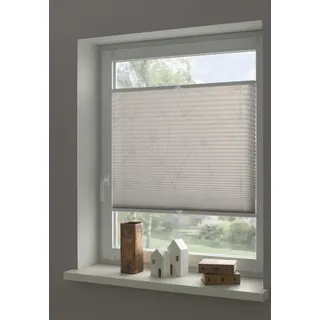 otto home Plissee »Dekor Bamboo Moonbeam grau« blickdicht ohne Bohren verspannt Klemmträger mit Feststellschraube, blickdicht grau