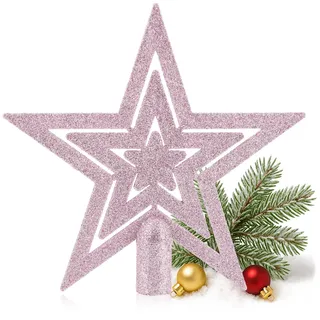com-four® Christbaumspitze in Stern-Form - Stern für die Weihnachtsbaum-Spitze - Weihnachtsbaumschmuck - Christbaum-Schmuck aus Kunststoff
