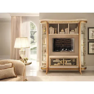 Designer Wohnzimmer Fernseh Wand Medienwand Fernsehwand Fernsehschrank Wohnwand - Beige