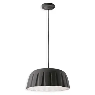 Aufhängung Große Vintage Deco Madame Steingut Keramik Schwarz-Grau 1 Licht E27 - Schwarz