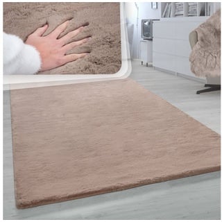 Paco Home Fellteppich »Rabbit 780«, rechteckig, 26 mm Höhe, Kunstfell, Kaninchenfell-Haptik, ein echter Kuschelteppich, Uni-Farben, beige