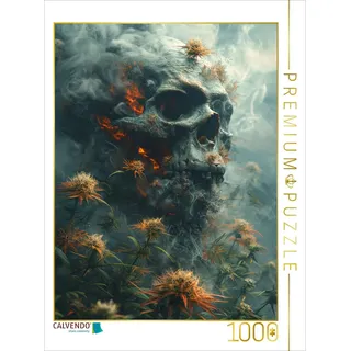 Calvendo Puzzle Feuer des Lebens: Totenkopf im Rauch der Cannabisblüten | 1000 Teile Lege-Größe 64x48cm Foto-Puzzle für glückliche Stunden