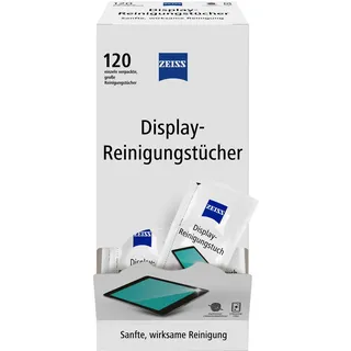 Zeiss Display-Reinigungst?cher alkoholfrei 120 St?ck zur sicheren & effektiven Reinigung optischer Fl?chen - jedes Tuch einzeln verpackt - ideal f?r unterwegs oder auf Reisen