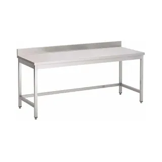 Gastro-Inox Edelstahl Arbeitstisch, Tiefe 700 mm, mit Aufkantung, Hoher Edelstahltisch mit quadratischen höhenverstellbaren Beinen, Maße: (L x T x H) 900 x 700 x 880 mm, ohne Grundboden