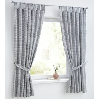 Kutti Vorhang Cottage Vorhang (1 St), Schlaufen, blickdicht, Gardine kariert, Baumwolle, 1 Stk grau 110 cm x 145 cm