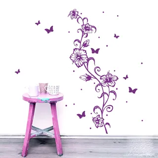 Wandtattoo Wandaufkleber Wandsticker Wandbild Aufkleber Sticker Blumenranke Hibiskus Hawaiiblumen M1804 ausgewählte Farbe: *türkis* ausgewählte Größe: *XL - 41cm breit x 120cm hoch*