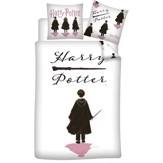 Aymax Harry Potter, Bettbezug Weiß, 140 x 200 cm + Kissenbezug 65 x 65 cm, Polyester-Baumwolle