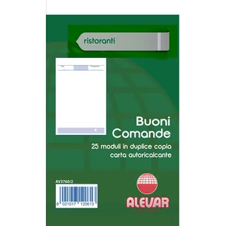 Alevar 3760/2 Blocchi Autokopianti Buoni Comande 2 Copie, Packung von 10