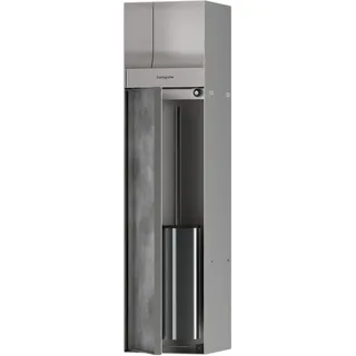 Hansgrohe XtraStoris Rock Toilettenbürstenhalter mit Toilettenpapierhalter, Einbau, befliesbare Tür, 145x140x595mm, 56062800, - Silber