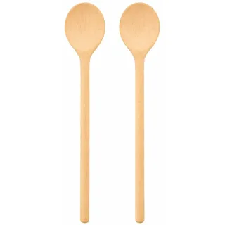 teemando® 2 X großer, stabiler Marken-Kochlöffel aus Holz, 40 cm, ovaler Kochlöffel zum Kochen und Backen, garantiert unkaputtbar bei normaler Anwendung