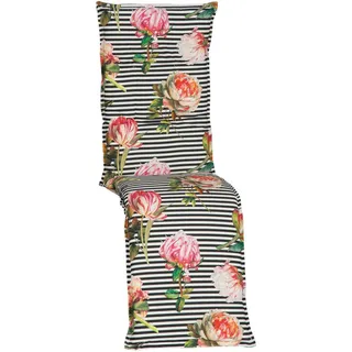 Gardenson Relaxsesselauflage , Schwarz , Textil , Blume , Füllung: Schaumstoff, Fleece,Schaumstoff, Fleece , rechteckig , 46x8x170 cm , formstabil, für den Außenbereich geeignet, UV-beständig, mittels Bändern zu befestigen, mittels Gurtband zu befestigen , Gartenmöbel, Gartenpolster & Auflagen, Sesselauflagen