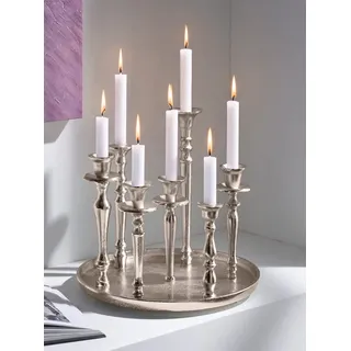 Kerzenhalter HEINE HOME, silber (silberfarben), H:32cm Ø:33,5cm, Kerzenhalter, Kerzenhalter