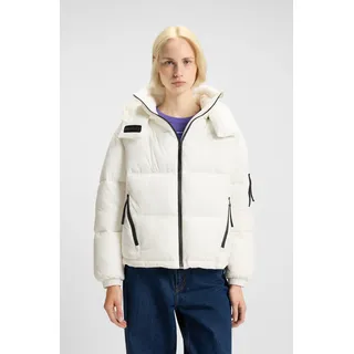 Steppjacke HUGO BLUE "Farida", Damen, Gr. XL, natural 102, Web, Obermaterial: 100% Polyamid, unifarben, relaxed fit hüftlang, hoch geschlossener Ausschnitt, elastischer Bund, Jacken Steppjacke, im Relaxed Fit mit verkürzter Länge