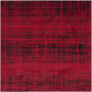 Safavieh Zeitgenössische Teppich für Wohnzimmer, Esszimmer, Schlafzimmer - Adirondack Collection, Kurzer Flor, Rot und Schwarz, 122 X 122 cm