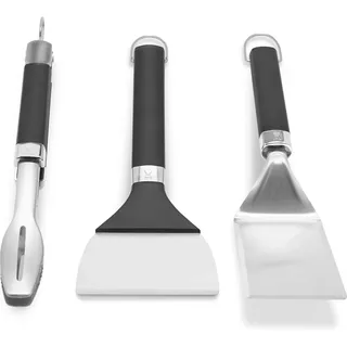 Weber Plancha Zubehör-Set beeinhaltet 1x Spatel , 1x Grillzange und 1x Schaber