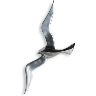 Gilde Wanddekoobjekt "Wandobjekt Vogel Flying Bird" Poliertes Aluminium, maritimer Look, Wandeko, silberfarben