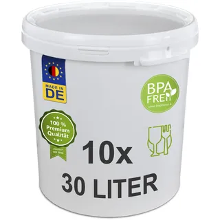 plasteo Plastikeimer Leereimer Kunststoffeimer Weiß (10 St, 30 Liter)