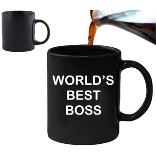 The Office Dunder Mifflin World's Best Boss Magic Heat Changing Tasse Weihnachten Funny Gift Presents Celebration Spülmaschinenfest Mikrowellenfest, Schwarz/Weiß