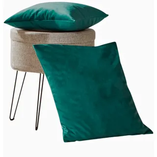Dekokissen WECKBRODT "Valentin" Gr. 2, grün (smaragd, unifarben), B:50cm L:50cm, Polyester, Dekokissen_Sitzkissen_Kissenhüllen, Dekokissen, Samt-Optik, Velour, Unifarben, Kissenhülle ohne Füllung