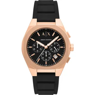 Armani Exchange AX4190 SYNC Chronograph Uhr Herrenuhr Silikon Chrono Datum schwarz - Schwarz