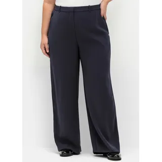 Stoffhose SHEEGO, Damen, Gr. 40, Normalgrößen, blau (tiefblau), 100% Polyester, unifarben, Hosen Stoffhose