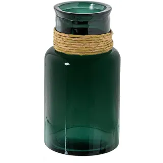 DRW Tischvase, Glas, Yea, Blau und Natur, 15 x 15 x 28 cm