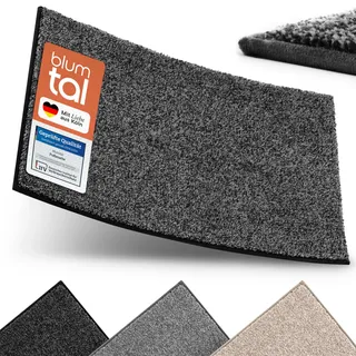 Blumtal Fußmatte 60x90 cm - Mikrofaser Schmutzfangmatte mit wasserdichter TPR-Rückseite - rutschfeste Fußmatte 60x90 - Schmutzmatte aus Hochleistungs-Mikrofaser - Türvorleger Anthrazit