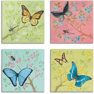 Artland Leinwandbild »Schmetterlinge Pastell« Insekten 4 Stk. tlg. 4er Set, verschiedene Größen, bunt